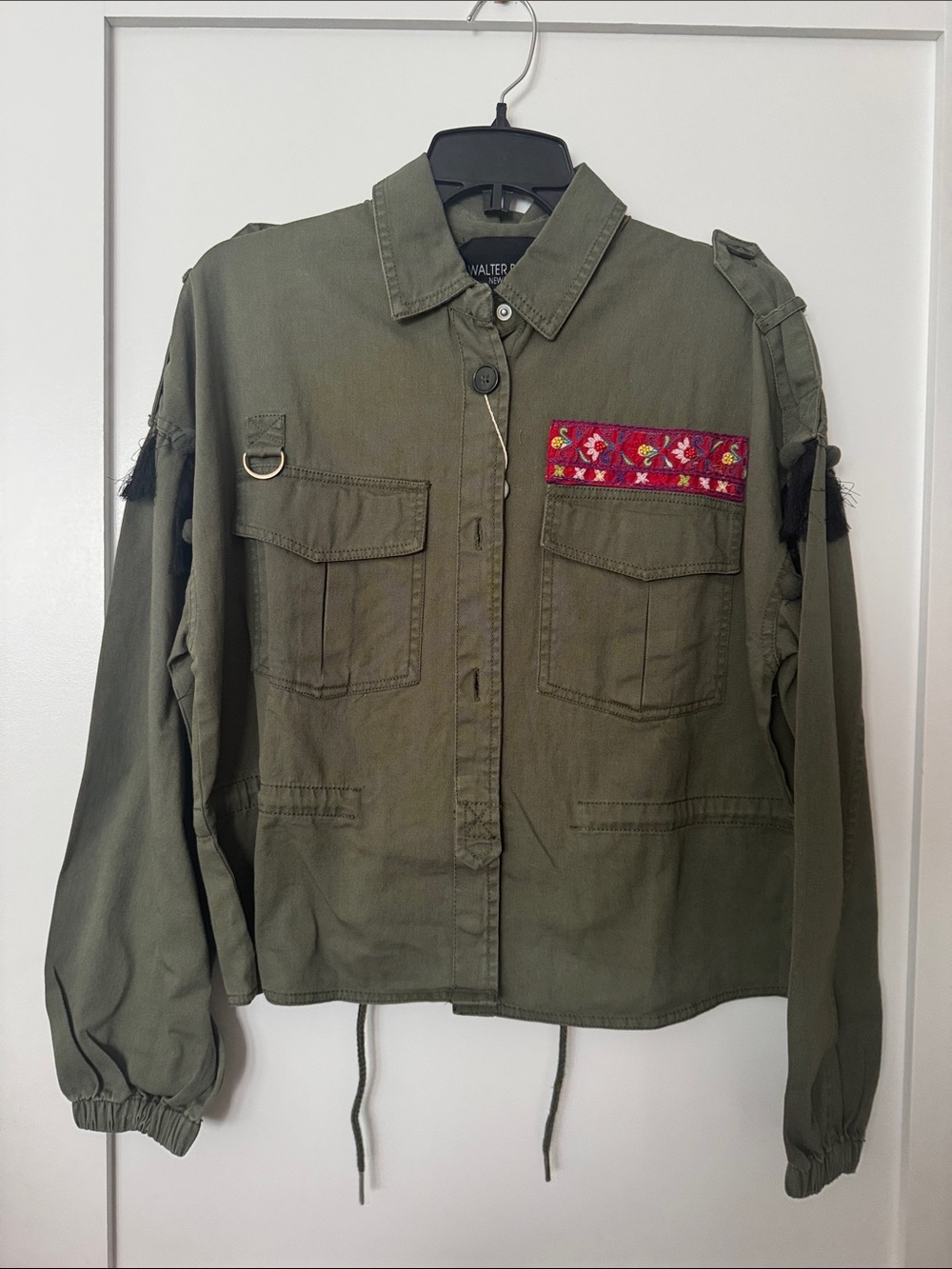 Walter Baker Olive Green Embroidered Utility Jacket